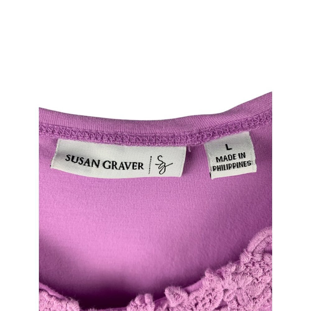 Susan Graver Womens Lavender Tank Top With Lace Trim Size L - Picture 4 of 6